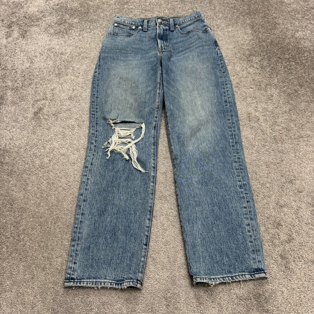 Madewell The Perfect Vintage Straight Denim Jeans Womens 27 High Rise Distressed